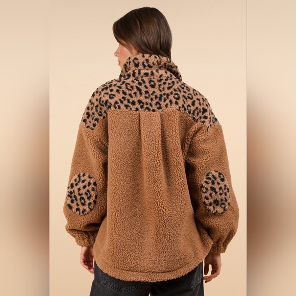 VERY J Fuzzy Leopard Button Down Long Sleeve Jacket - Picture 5 of 6